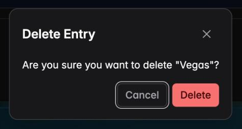 The confirmation dialog before a deletion